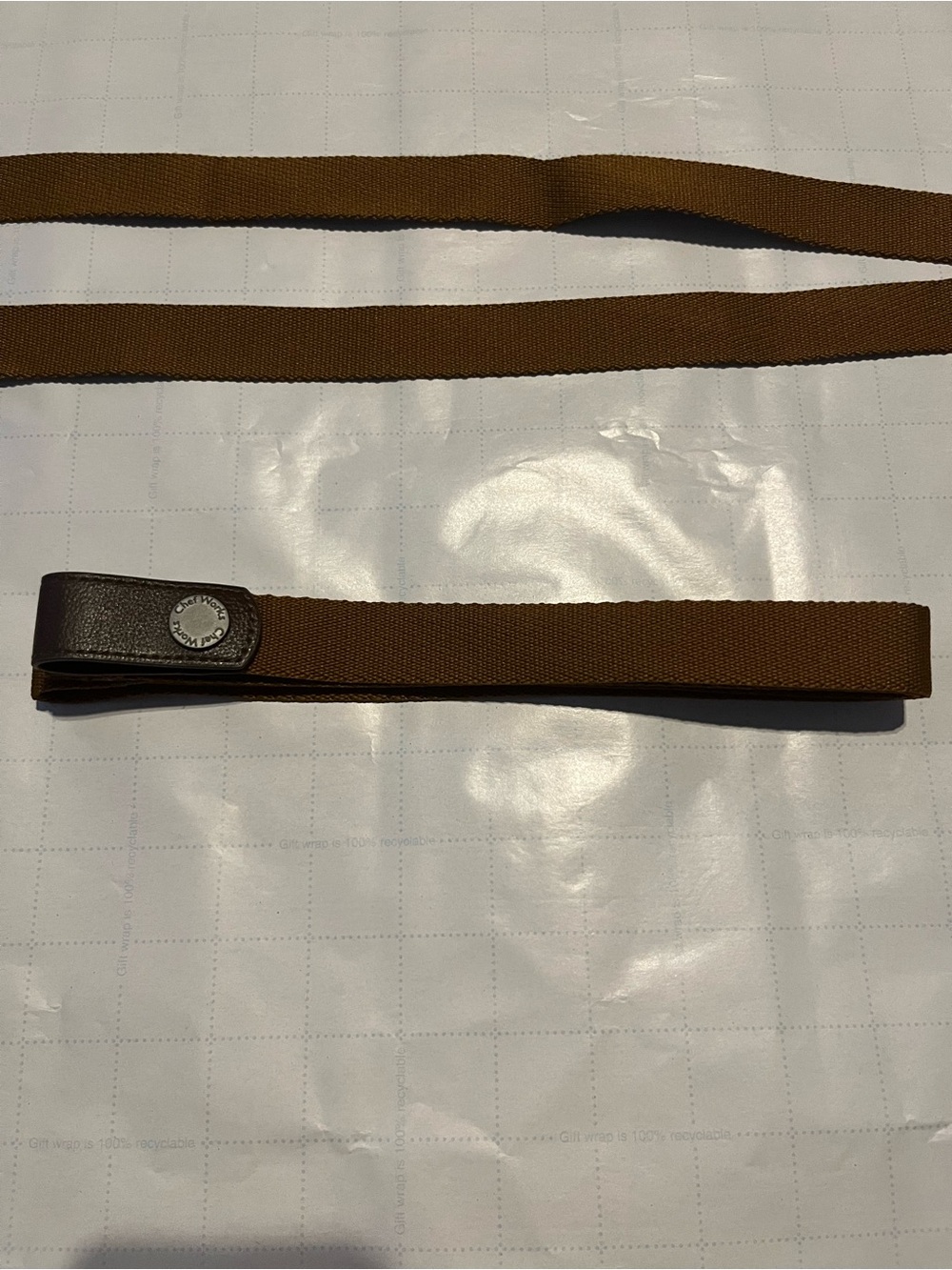 Men's Brown Webbing Belt with Leather Tab